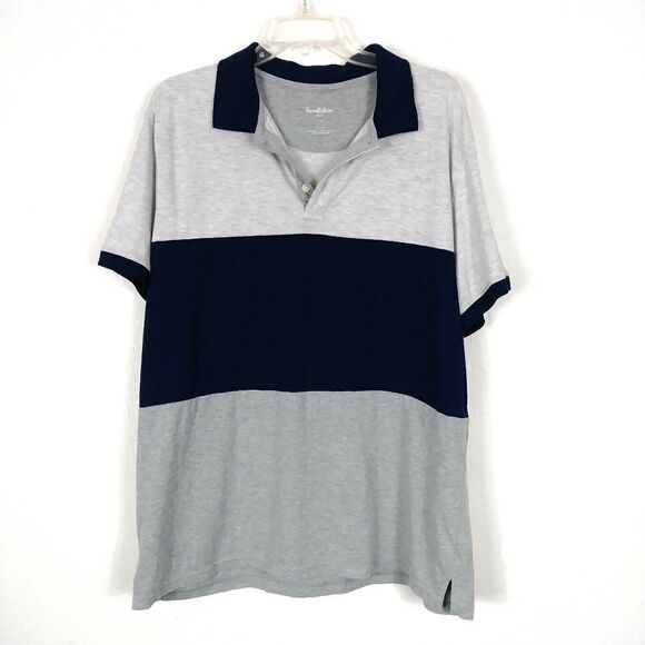 Goodfellow Grey & Navy Colorblock Polo Shirt - Picture 1 of 4